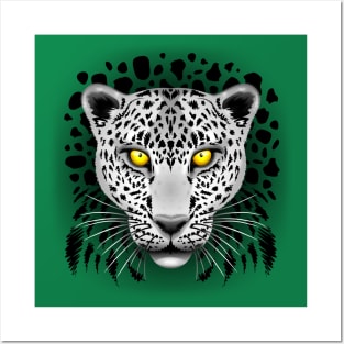 Snow Leopard with Yellow Eyes Posters and Art